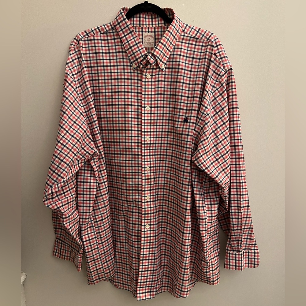 Brooks Brothers Plaid Original 346 Long Sleeve Polo Shirt Size XXL